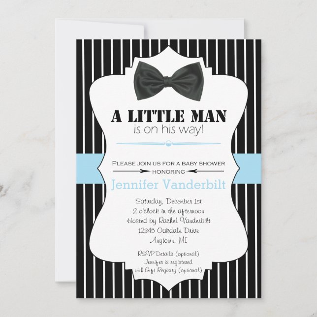 Invitación a Baby Shower de Little Man Bow Tie (Anverso)