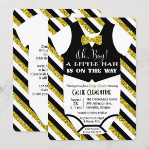 Invitación a baby shower de Little Man con corbatí