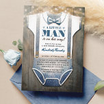 Invitación a Baby Shower de Little Man | País Rúst<br><div class="desc">Invitación Baby Shower de un pequeño hombre | Baby Boy Bodysuit | Cartas de Baby Shower de Little Baby Boy Country Rústico</div>