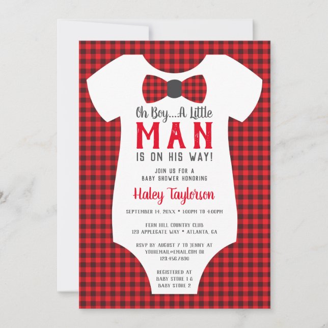 Invitación a Baby Shower de Little Man, relleno de (Anverso)