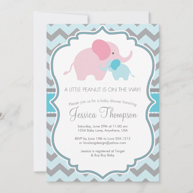 Invitación a Baby Shower de Little Peanut (Anverso)