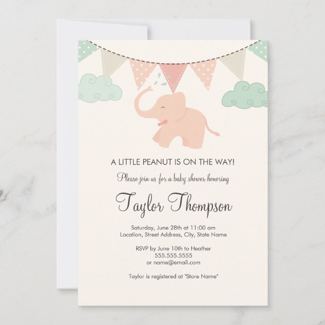 Invitación a Baby Shower de Little Peanut (Anverso)