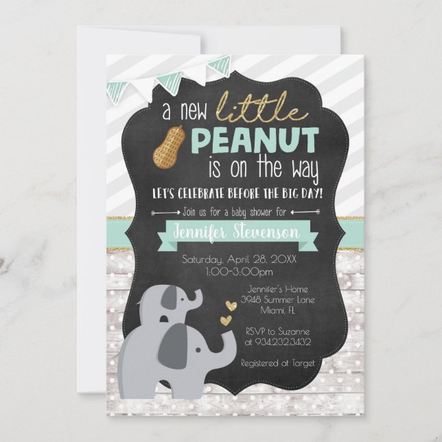 Invitación a Baby Shower de Little Peanut (Anverso)