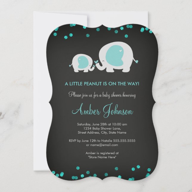 Invitación a Baby Shower de Little Peanut Chalkboa (Anverso)