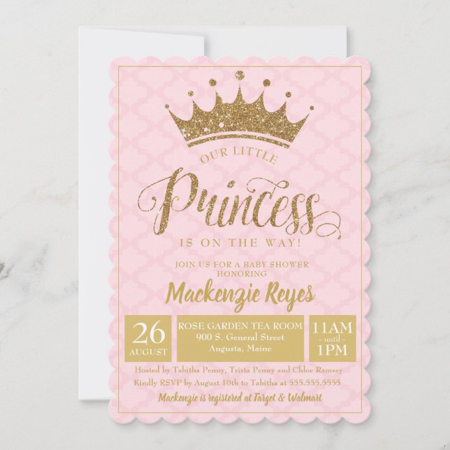 Invitación a Baby Shower de Little Princess Gold C (Anverso)
