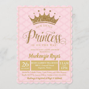 Invitación a Baby Shower de Little Princess Gold C