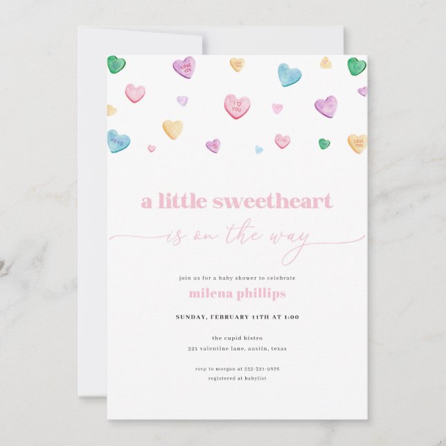 Invitación a Baby Shower de Little Squerido Valent (Anverso)