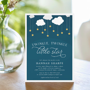 Invitación a Baby Shower de Little Star   Azul Mar