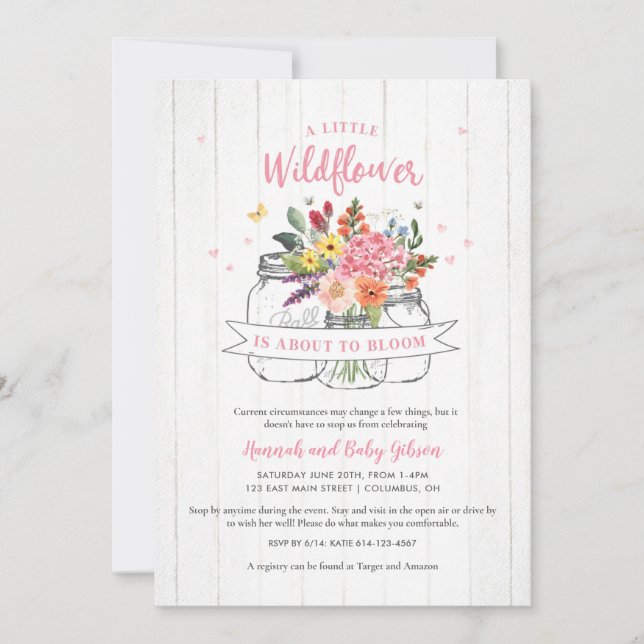 Invitación a Baby Shower de Little Wildflower (Anverso)