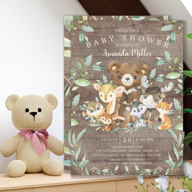 Invitación a Baby Shower de los amigos de Woodland (Subido por el creador)
