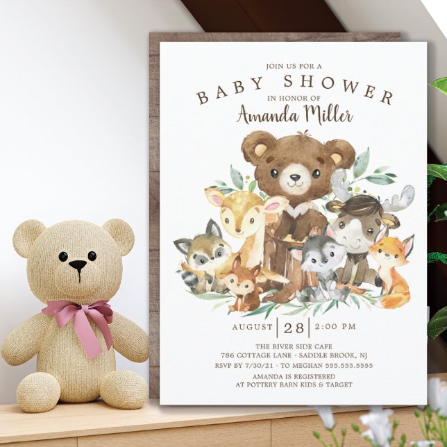 Invitación a Baby Shower de los amigos de Woodland (Subido por el creador)
