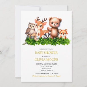 Invitación a Baby Shower de los animales de la sel