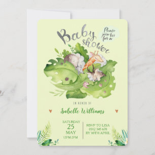 Invitación a Baby Shower de los animales de los bo