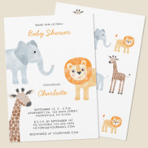 Invitación a Baby Shower de los animales salvajes