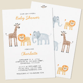 Invitación a Baby Shower de los animales salvajes