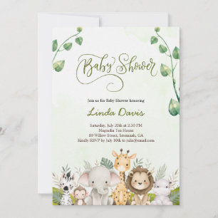 Invitación a Baby Shower de los animales salvajes 