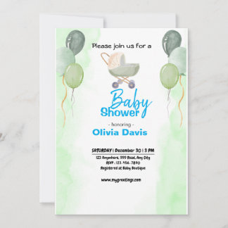 Invitación a Baby Shower de los Baluchis Verdes