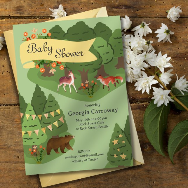 Invitación a Baby Shower de los bosques de cuentos (Subido por el creador)