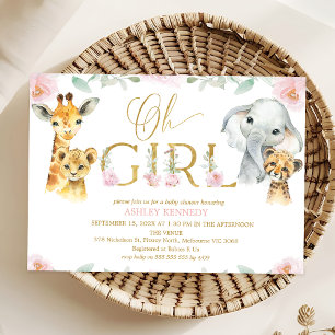 Invitación a Baby Shower de los chicas con safari