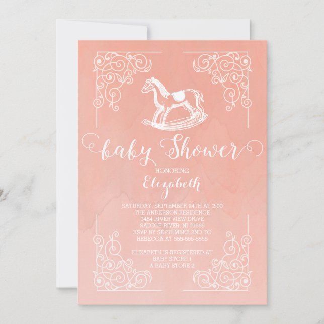 Invitación a Baby Shower de los Chicas de caballos (Anverso)