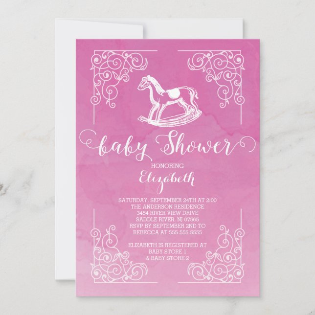 Invitación a Baby Shower de los Chicas de caballos (Anverso)
