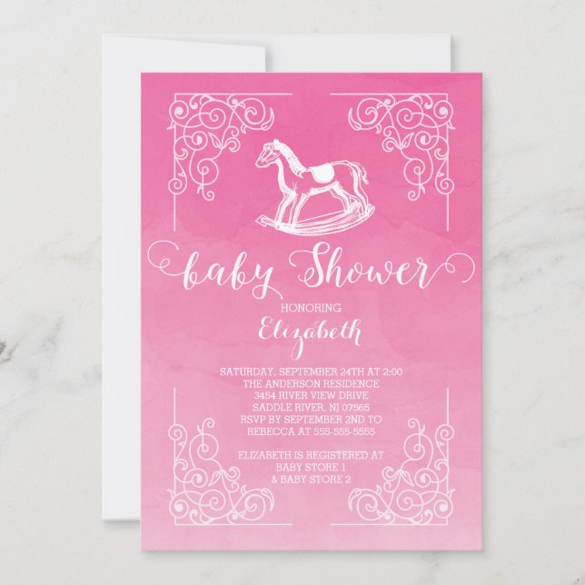 Invitación a Baby Shower de los Chicas de caballos (Anverso)
