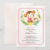 Invitación a Baby Shower de los Chicas de monos Sw