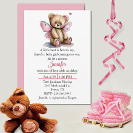 Invitación a Baby Shower de los Chicas de Oso de T