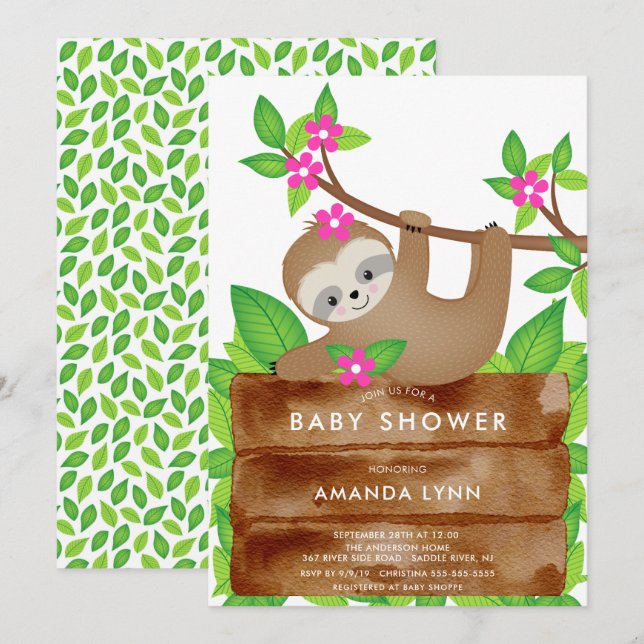 Invitación a Baby Shower de los Chicas de Sweet Sl (Anverso / Reverso)
