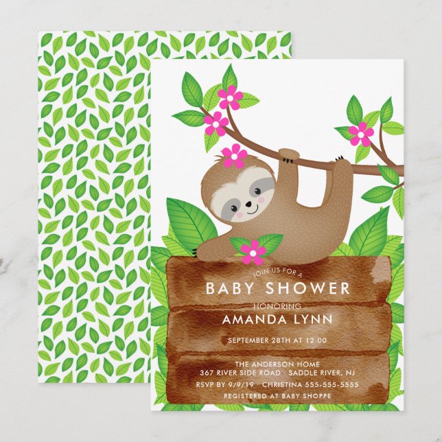 Invitación a Baby Shower de los Chicas de Sweet Sl (Anverso / Reverso)