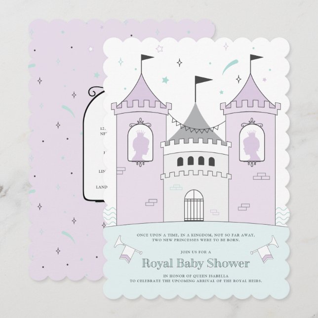 Invitación a Baby Shower de los Chicas del Castill (Anverso / Reverso)