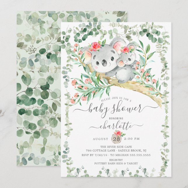 Invitación a Baby Shower de los Chicas del oso de  (Anverso / Reverso)