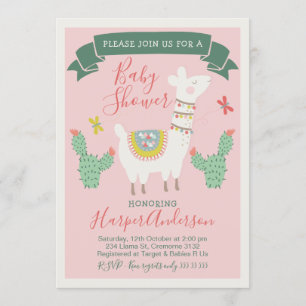 Invitación a Baby Shower de los chicas Llama y cac