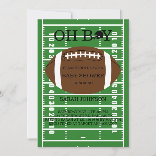 Invitación a Baby Shower de los chicos de fútbol (Anverso)