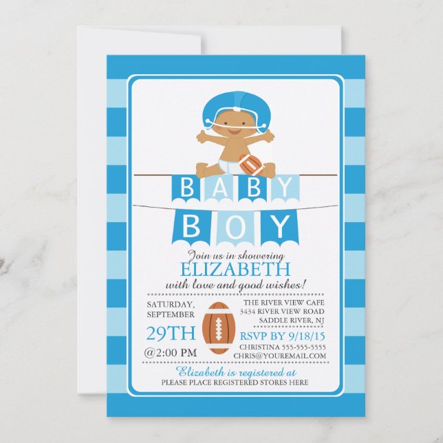 Invitación a Baby Shower de los chicos de fútbol h (Anverso)