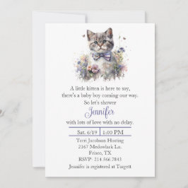 Invitación a Baby Shower de los chicos de gatito