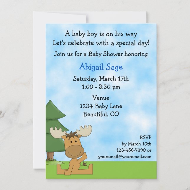Invitación a Baby Shower de los chicos de la manga (Anverso)