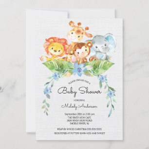 Invitación a Baby Shower de los chicos de la selva