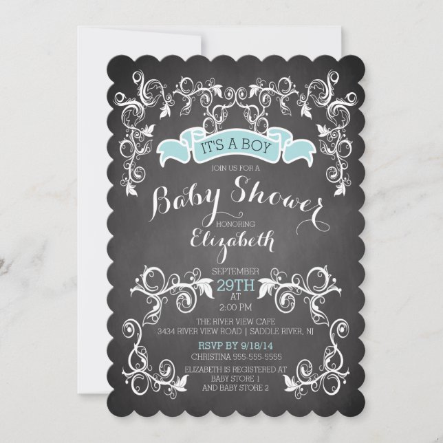 Invitación a Baby Shower de los chicos de Moda Vin (Anverso)