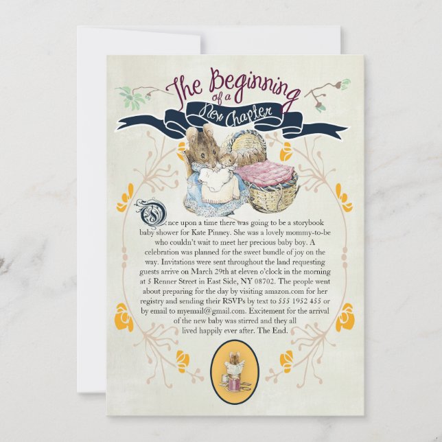 Invitación a Baby Shower de los cuentos (Anverso)