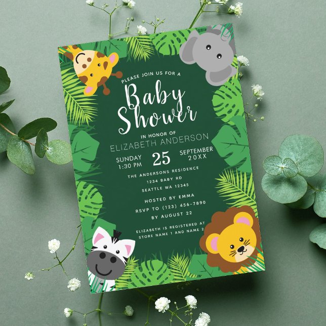 Invitación a Baby Shower de los Cute Jungle Critte (Subido por el creador)