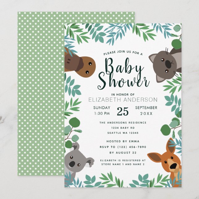 Invitación a Baby Shower de los delincuentes austr (Anverso / Reverso)