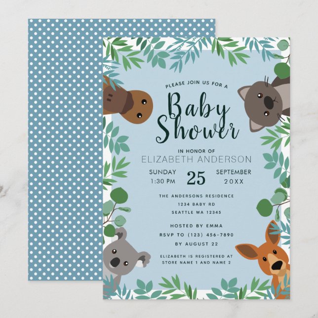 Invitación a Baby Shower de los delincuentes austr (Anverso / Reverso)