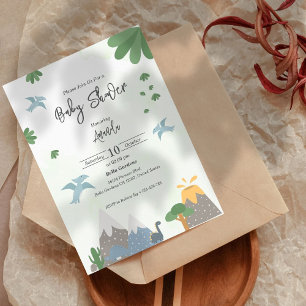 Invitación a Baby Shower de los dinosaurios cutáne