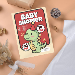 Invitación a Baby Shower de los dinosaurios cutáne
