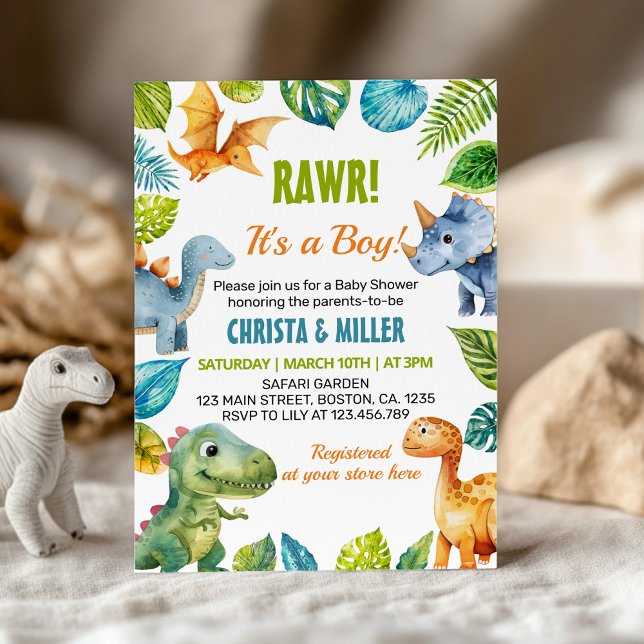 Invitación a Baby Shower de los dinosaurios cutáne (Subido por el creador)