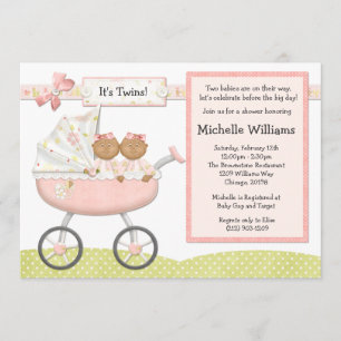 Invitación a Baby Shower de los gemelos afroameric
