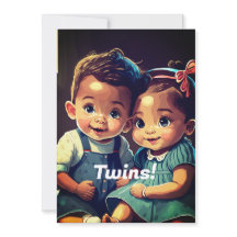 Invitación a Baby Shower de los gemelos cutos