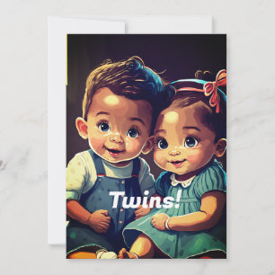 Invitación a Baby Shower de los gemelos cutos