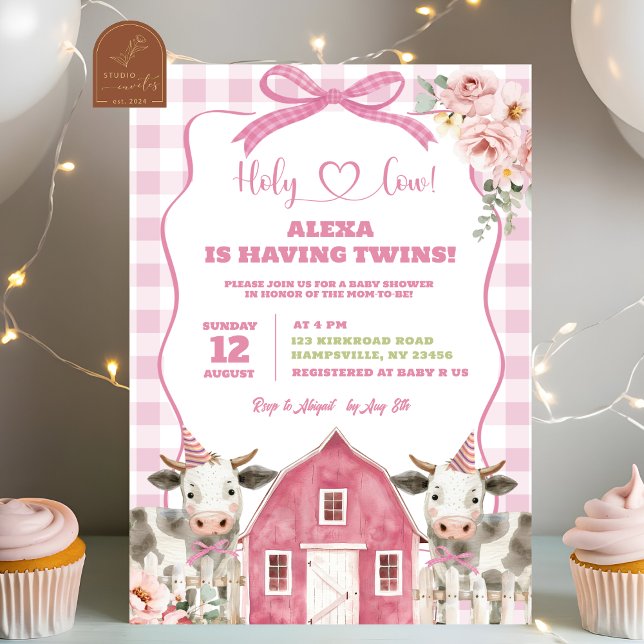 Invitación a Baby Shower de los gemelos de vaca sa (Subido por el creador)